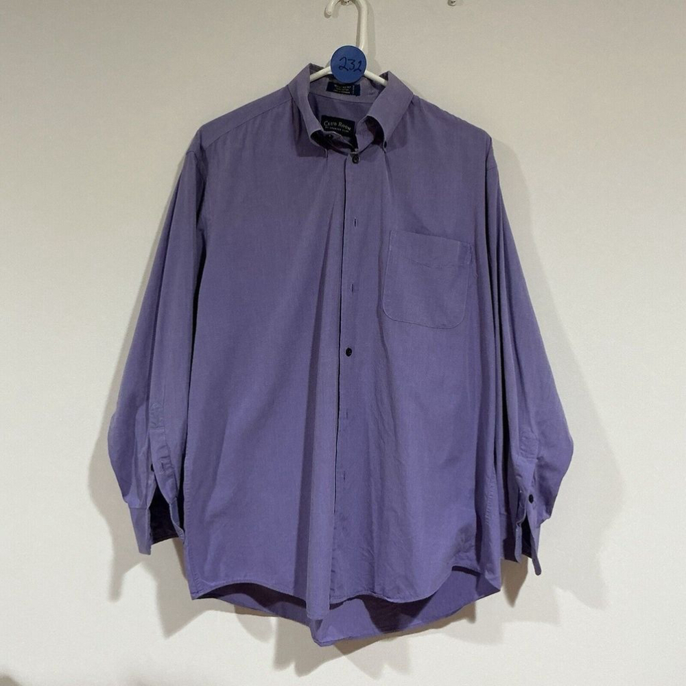Men’s Club room By Charter Club Long Sleeve Dress Shirt Purple Size 16
